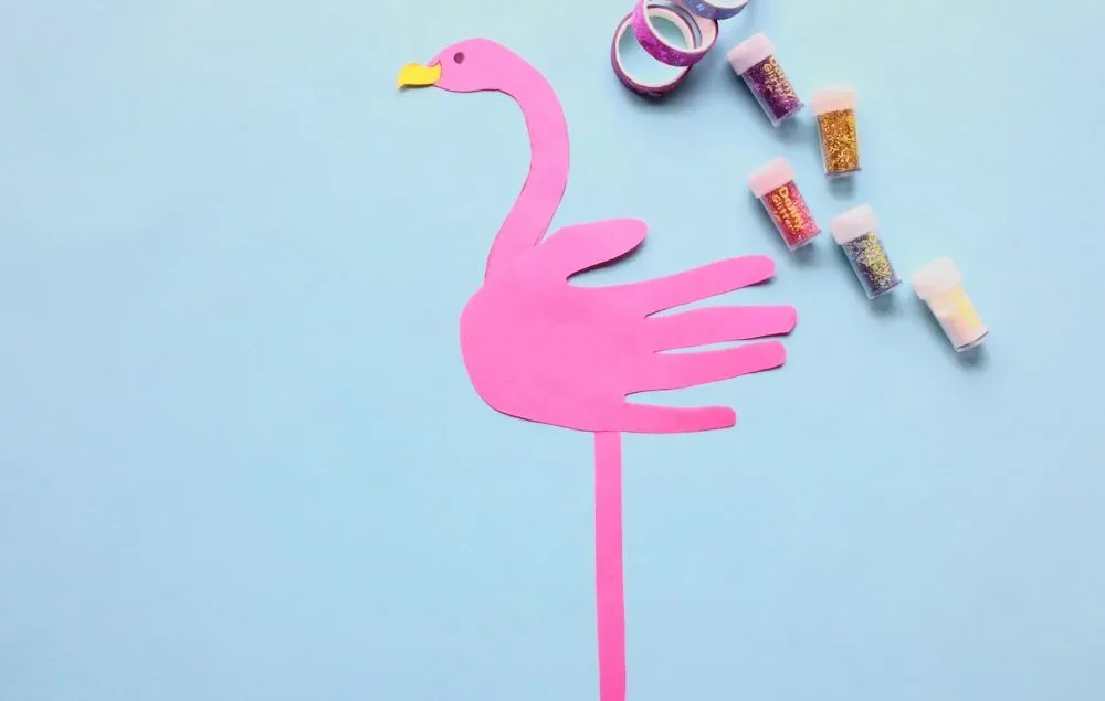 How to Make a Flamingo Birthday Card with Easy Steps (for Kids) Cut out and glue rear leg onto body