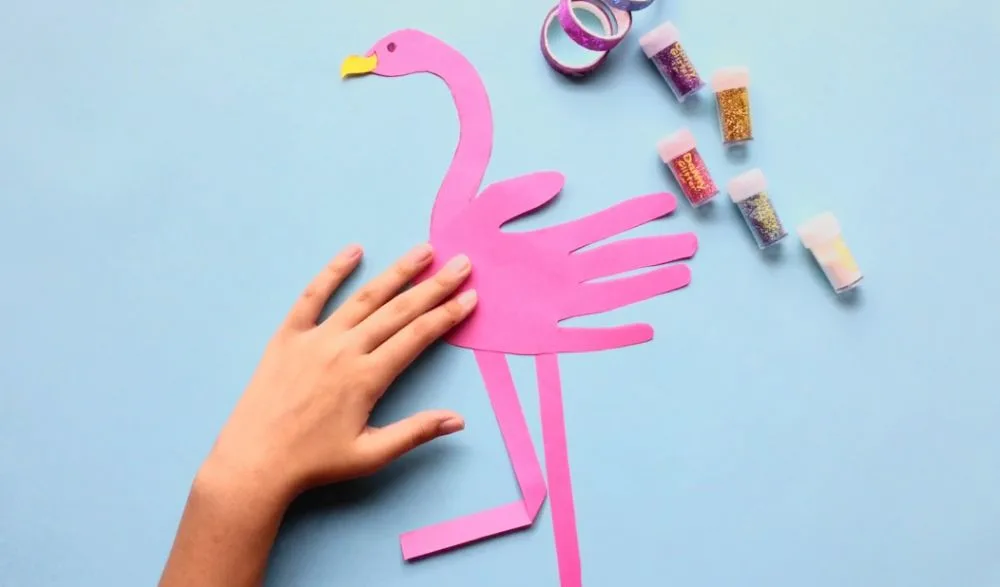 How to Make a Flamingo Birthday Card with Easy Steps (for Kids) Cut out, fold and glue front leg onto body