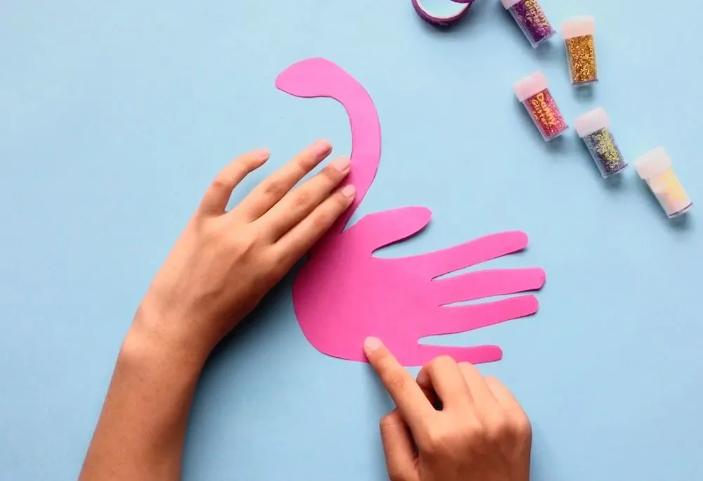 How to Make a Flamingo Birthday Card with Easy Steps (for Kids) Glue head and neck to flamingo body