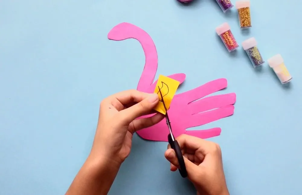 How to Make a Flamingo Birthday Card with Easy Steps (for Kids) Cut out beak