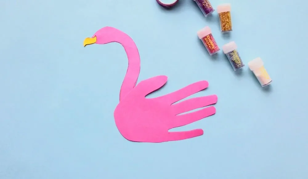 How to Make a Flamingo Birthday Card with Easy Steps (for Kids) Glue beak onto head