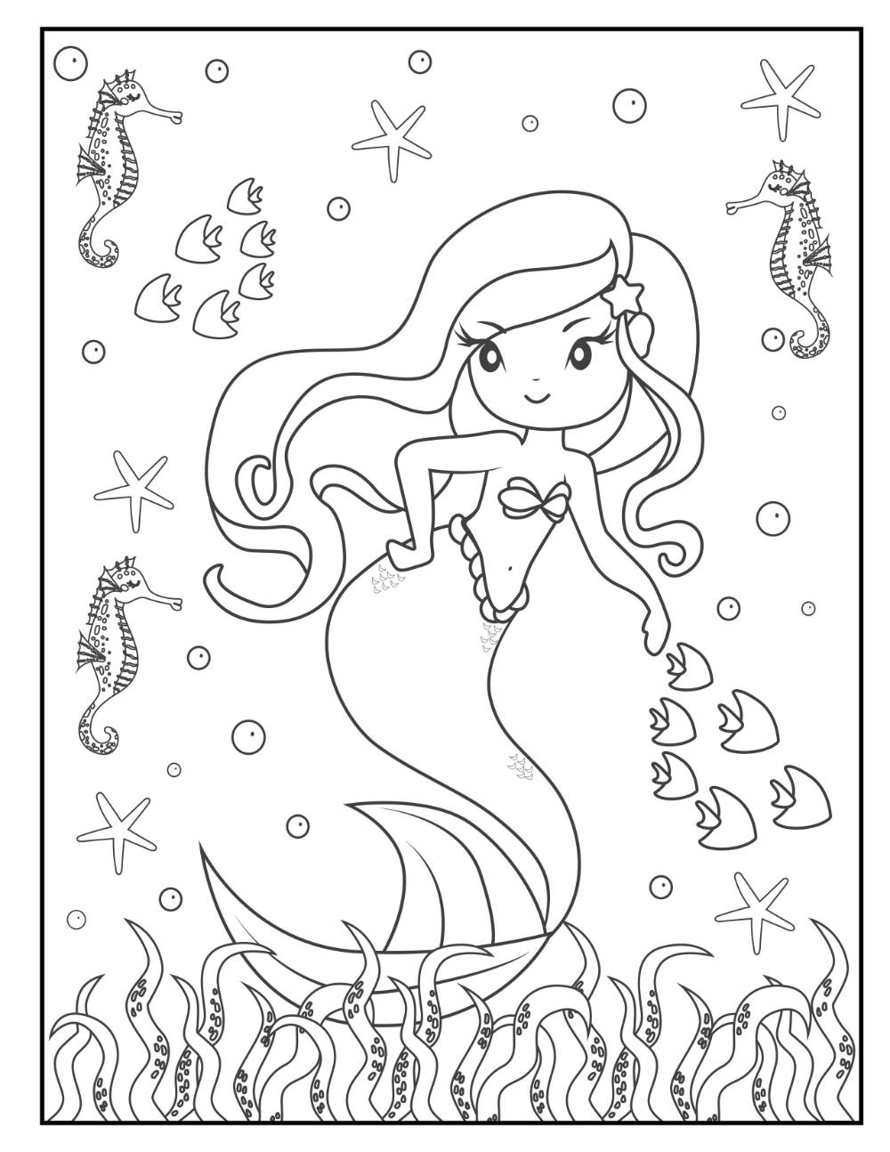 Free Printable Mermaid Coloring Pages Free Printable Mermaid Coloring