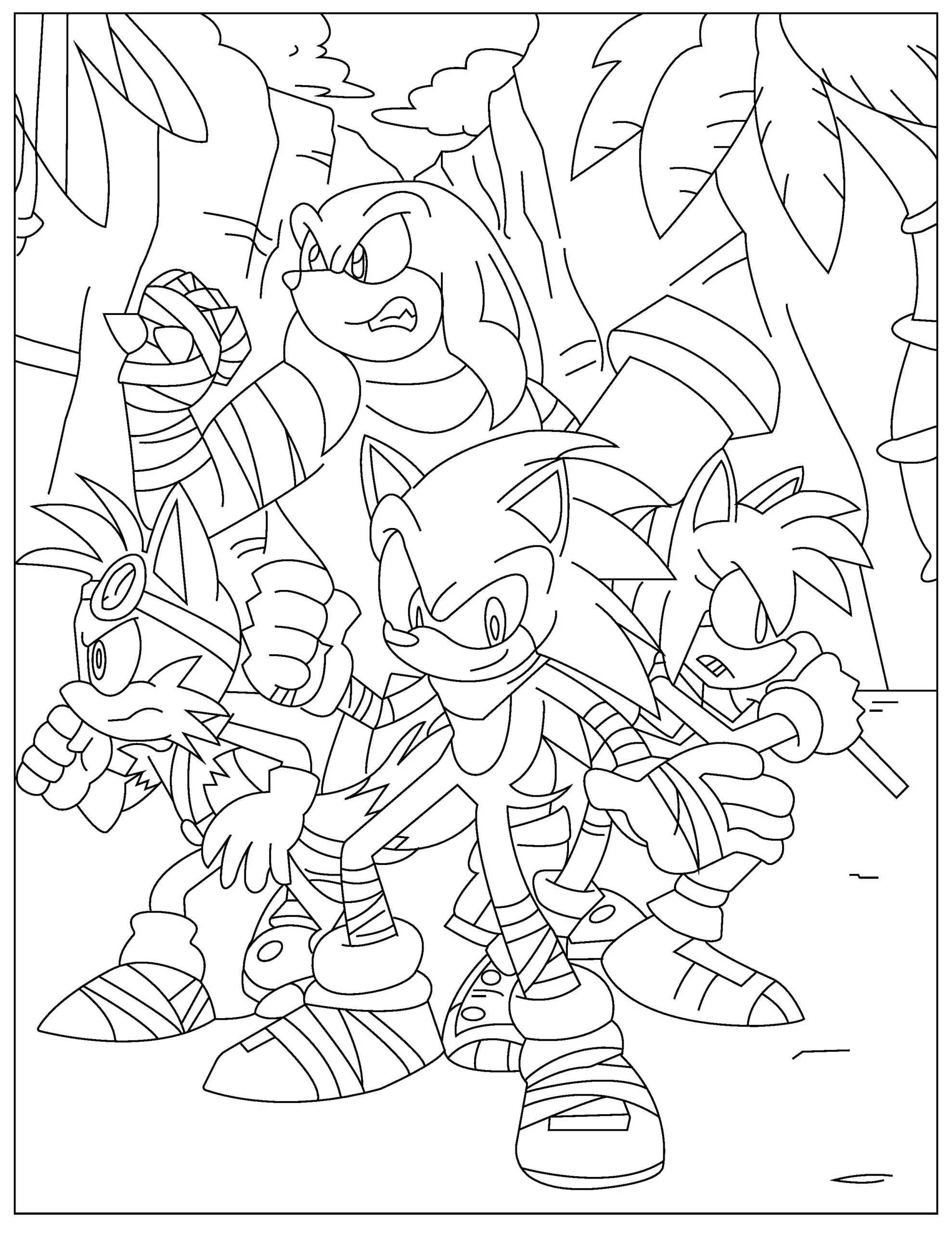 Illustration of Sonic and his team ready for battle.