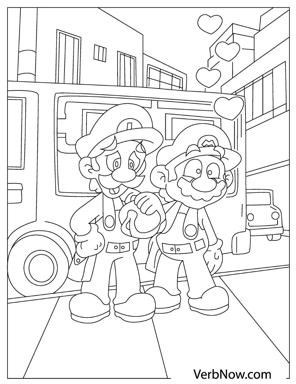 Illustration of a broke and worried Luigi and an in love Mario.