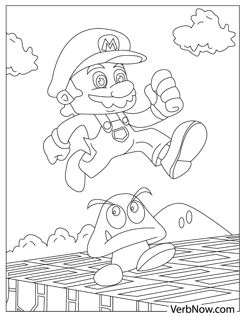 Another illustration of Mario jumping over Goomba.