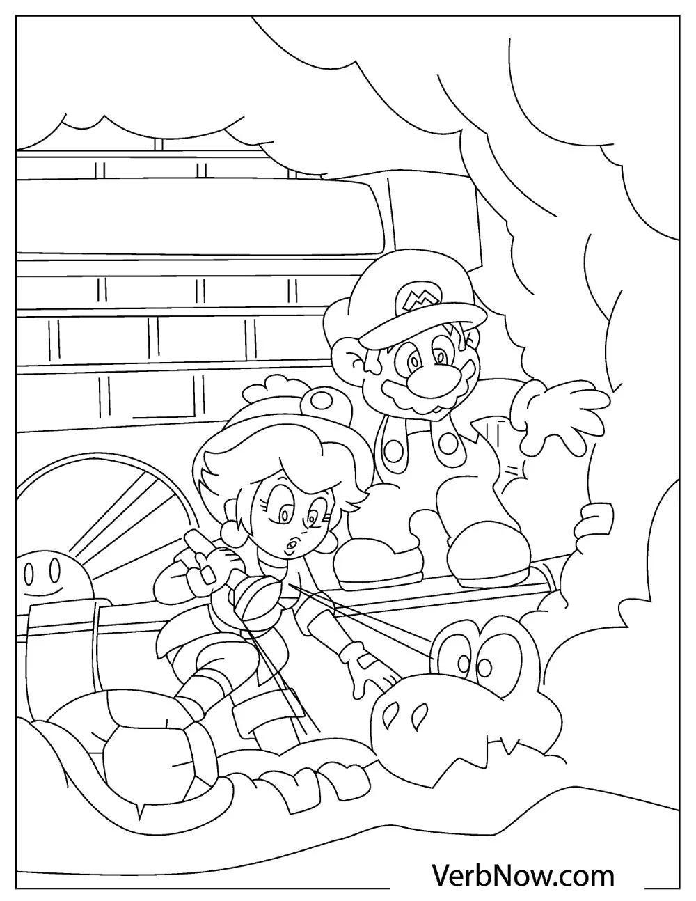 Mario and Princess Peach exploring a cave.