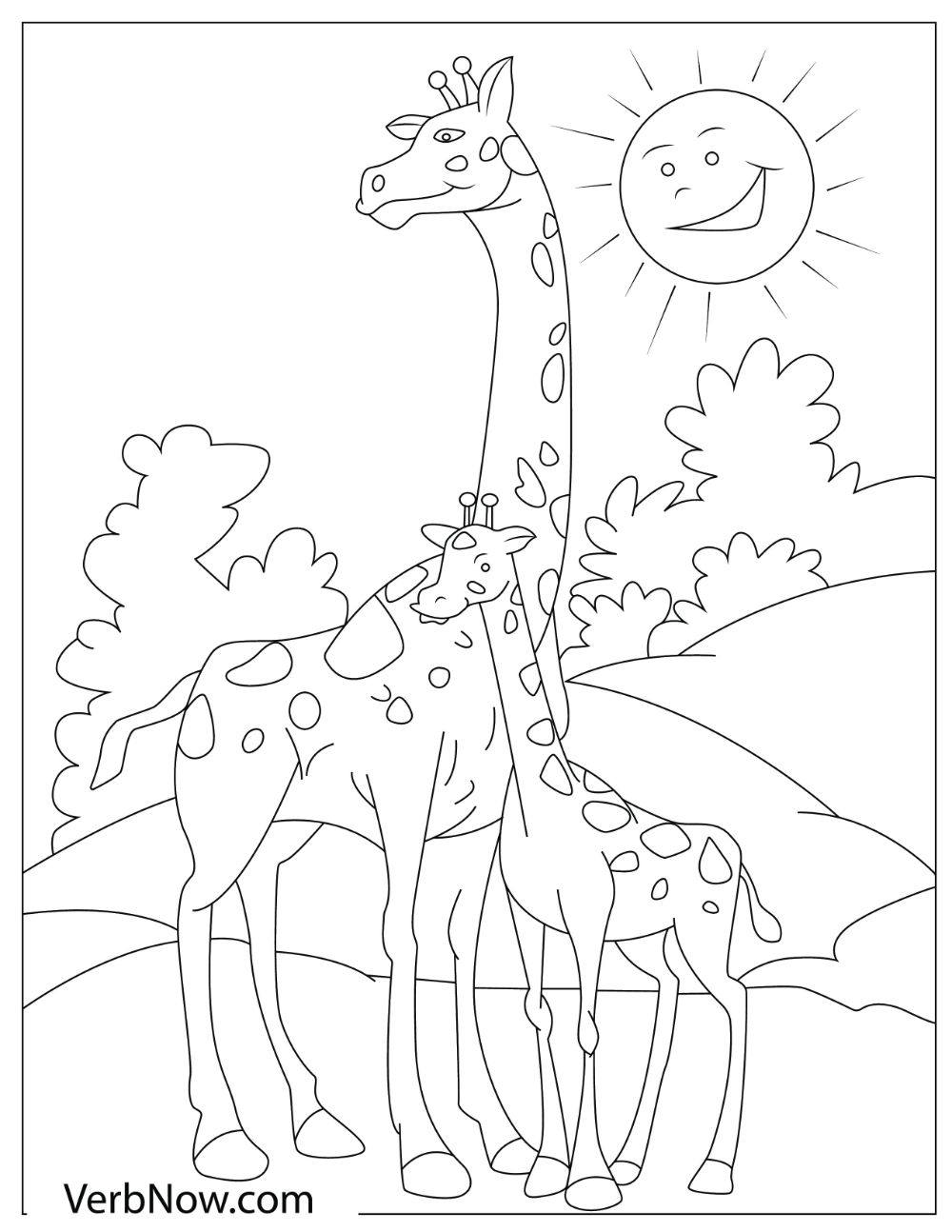 A mother and daughter giraffes enjoying the heat of the sun.