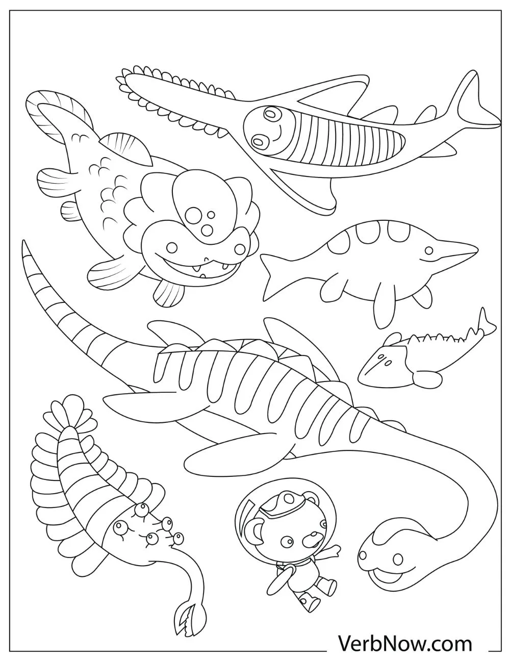 Captain Barnacles swimming with sea creatures 