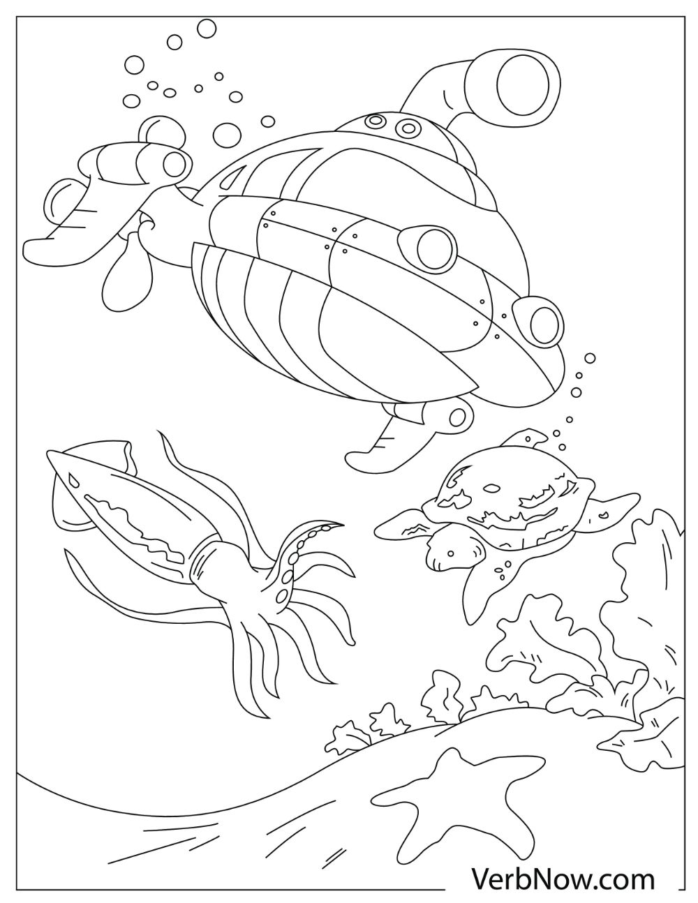 Coloring page of an Octonaut submarine