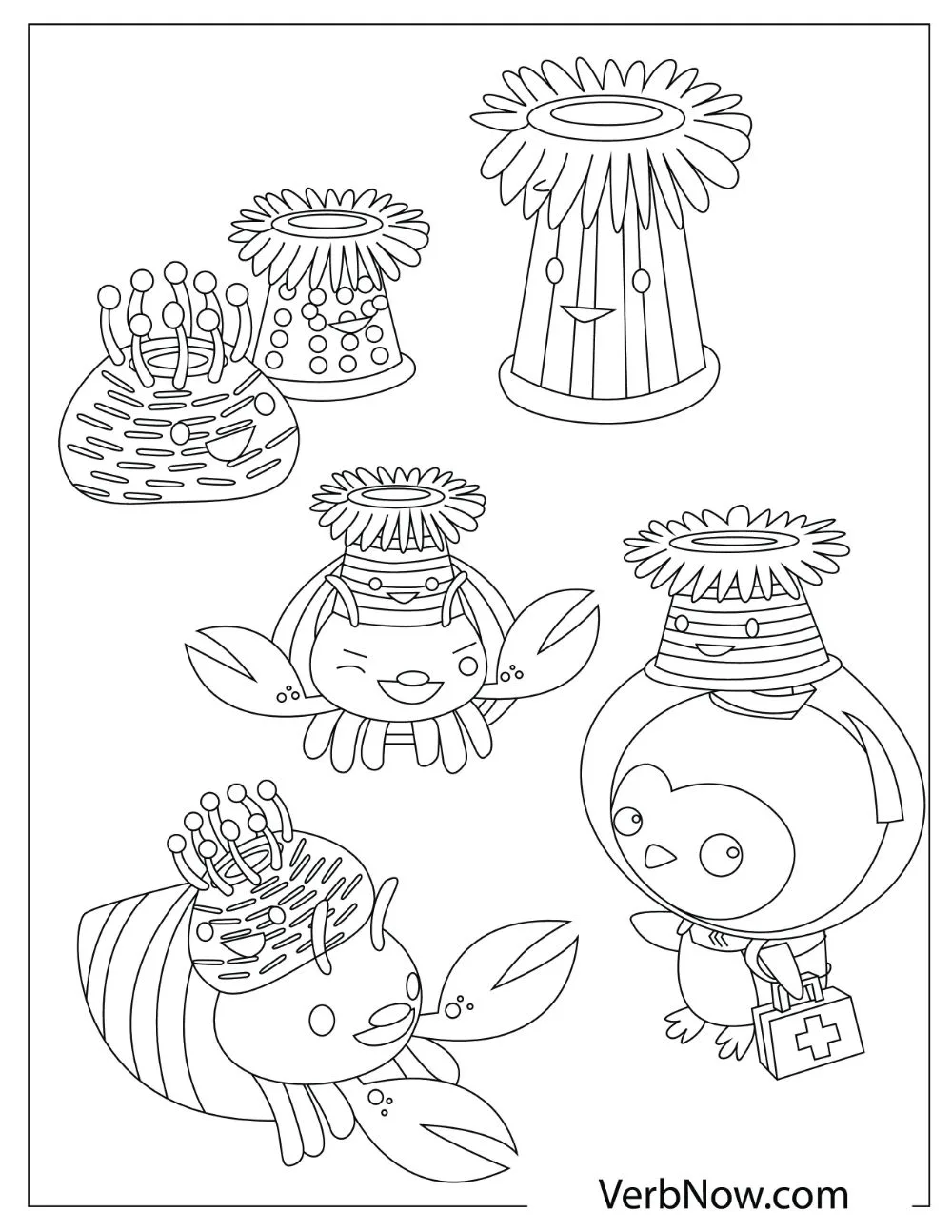 Peso Penguin with multiple crabs coloring sheet