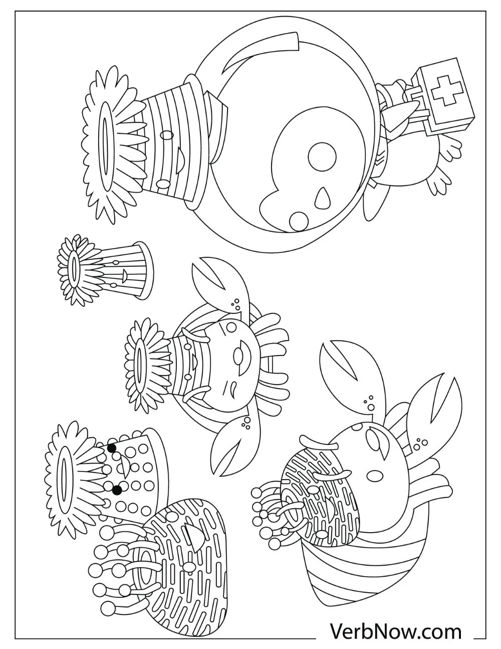 Peso Penguin talking to multiple crabs coloring page