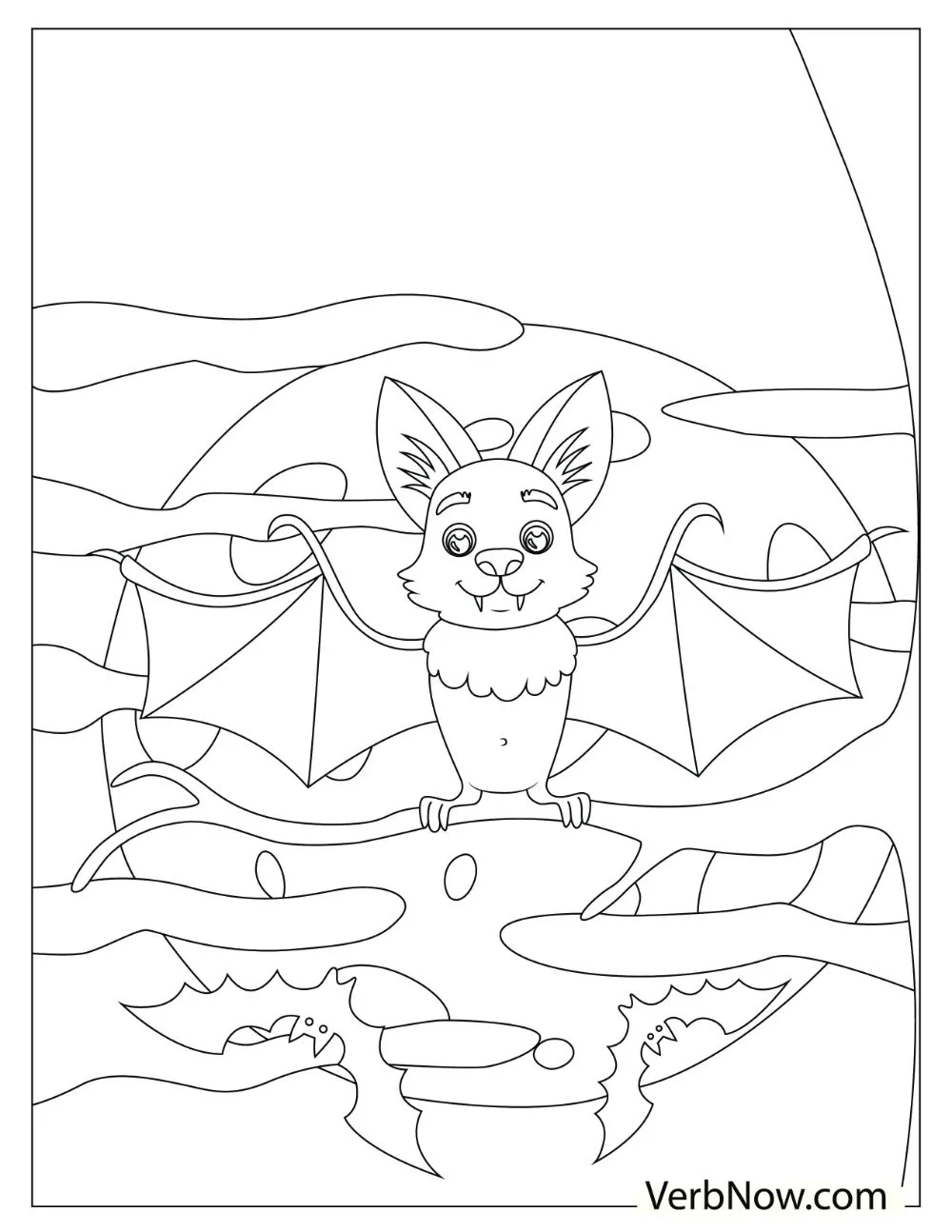 A bat spreading its wings while hanging upside down on a branch.