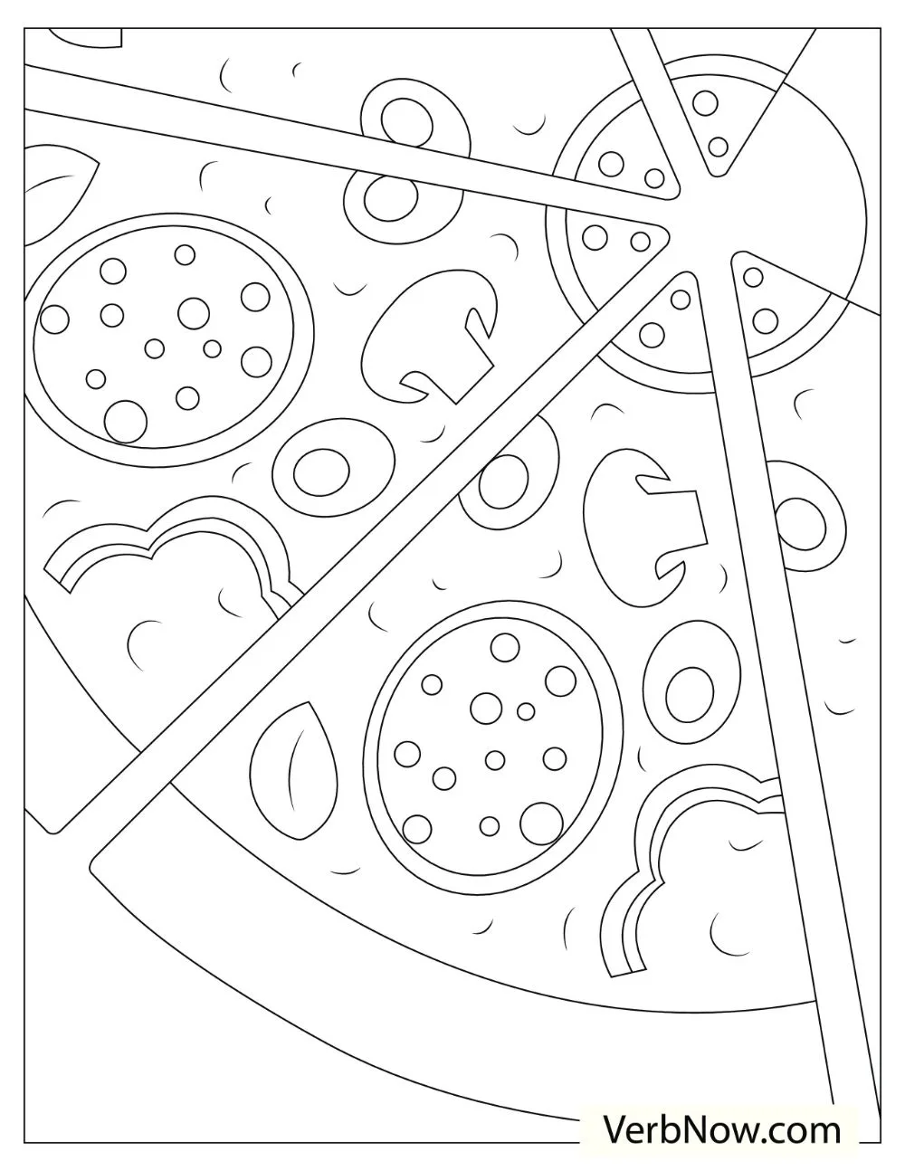 22 Free Pizza Coloring Pages for Kids (Printable PDF) Pizza slices forming a circle.