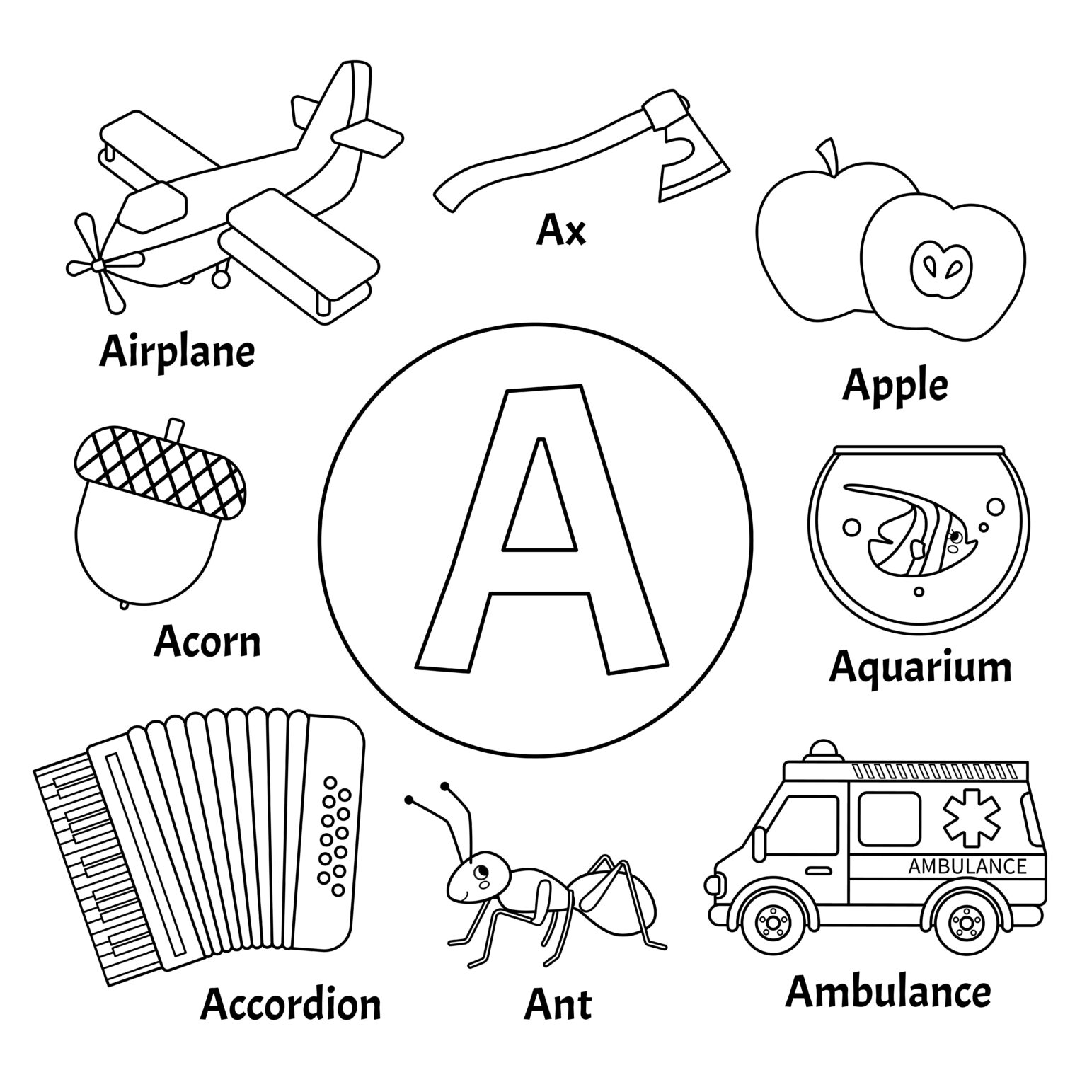10 Free Letter A Coloring Pages for Download (Printable PDF)