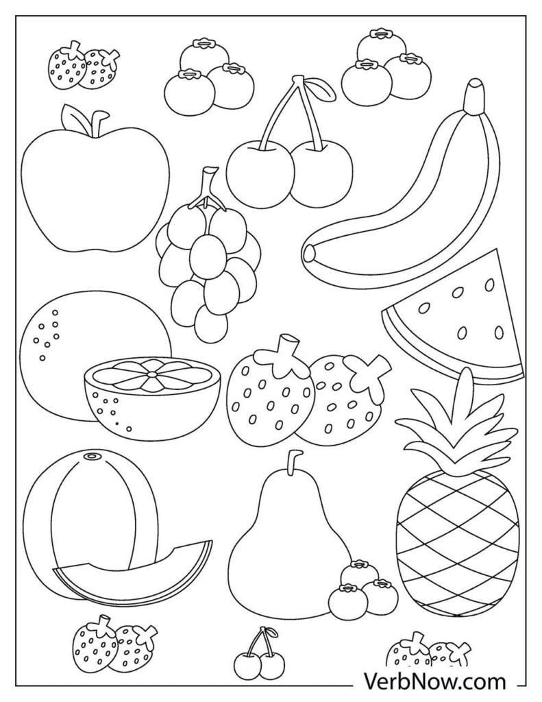 Free FRUIT Coloring Pages Book For Download Printable PDF VerbNow