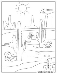 Free DESERT LANDSCAPE Coloring Pages for Download (Printable PDF)
