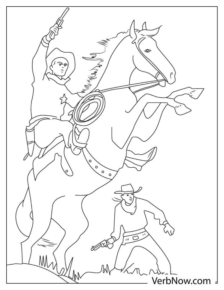 Free COWBOY Coloring Pages for Download (Printable PDF)