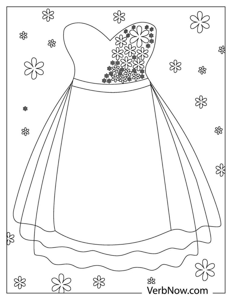 Free DRESSES Coloring Pages &amp; Book for Download (Printable PDF) - VerbNow