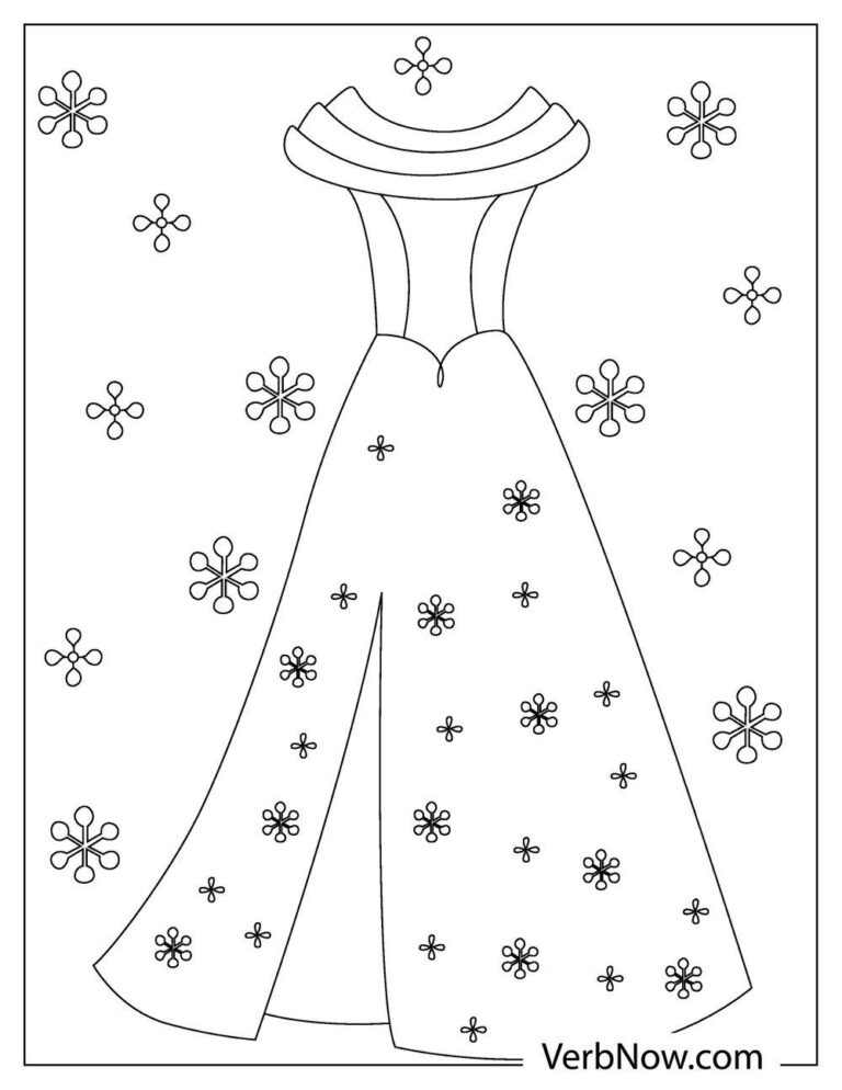 Free DRESSES Coloring Pages &amp; Book for Download (Printable PDF) - VerbNow