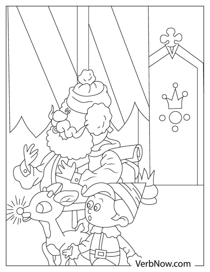 Free RUDOLPH RED NOSED REINDEER Coloring Pages (Printable PDF)