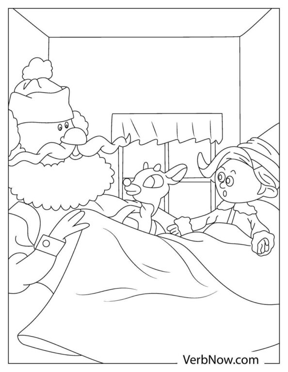 Free RUDOLPH RED NOSED REINDEER Coloring Pages (Printable PDF)