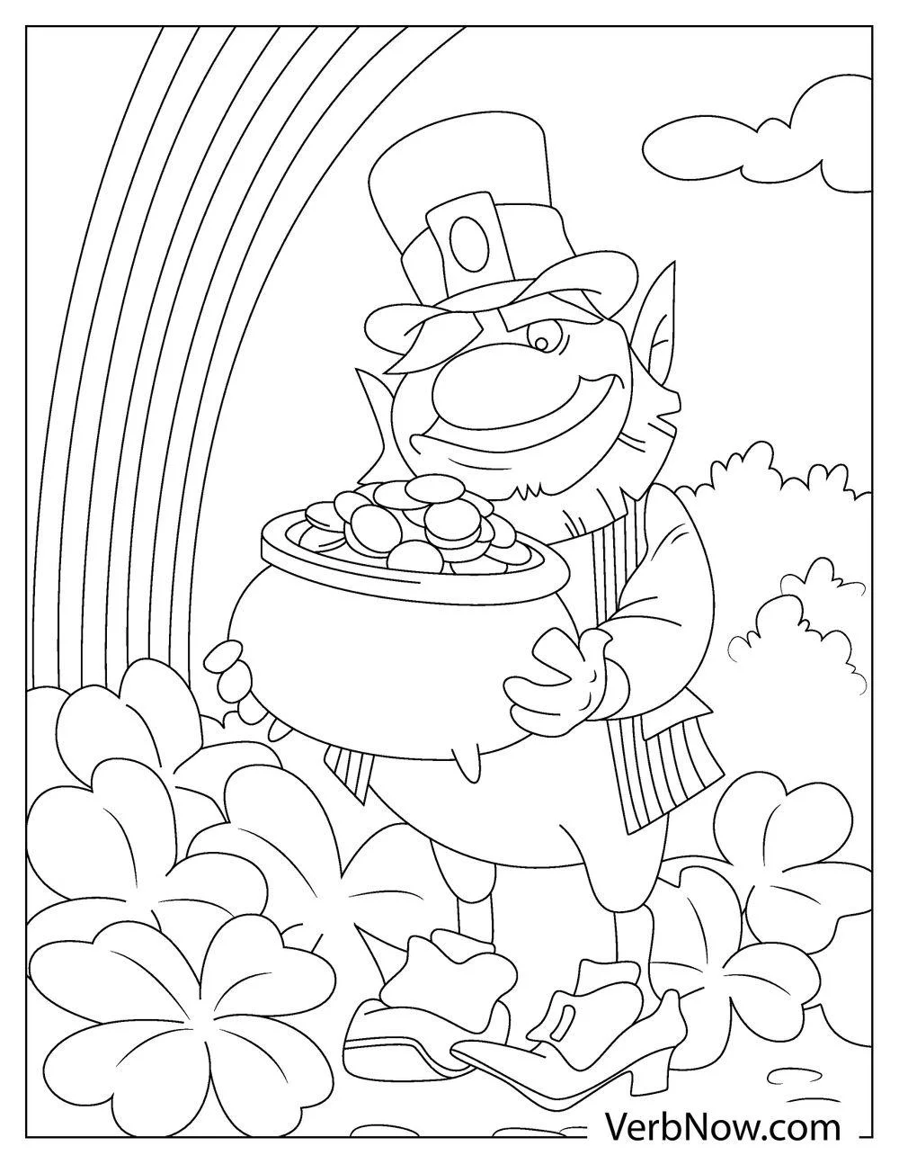 Cute leprechaun guarding pot of gold page