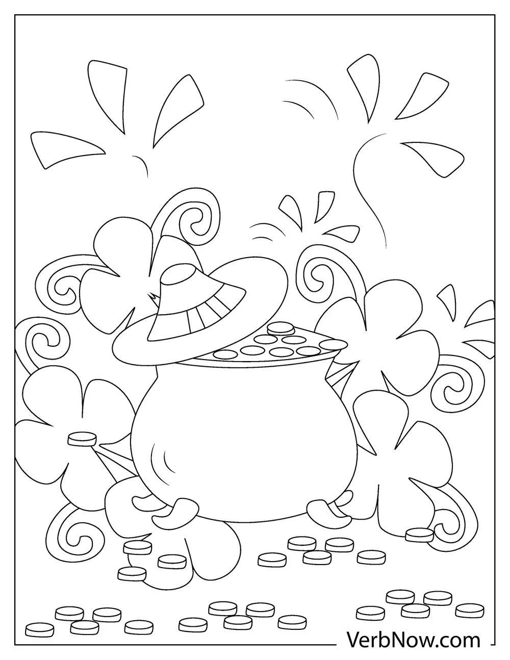 Pot of gold cartoon coloring page