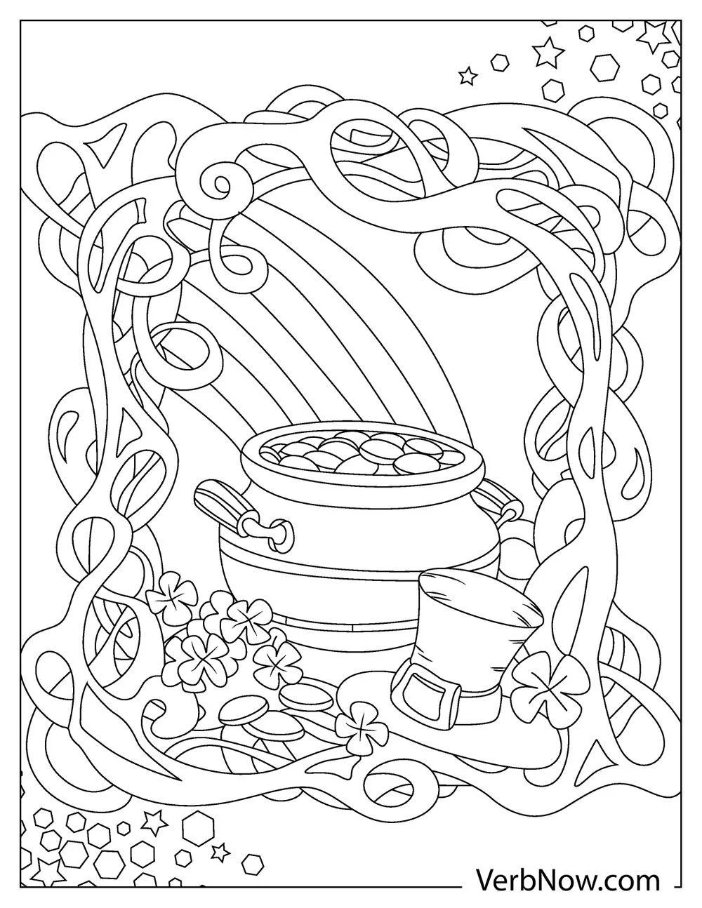 Free printable pot of gold coloring sheet