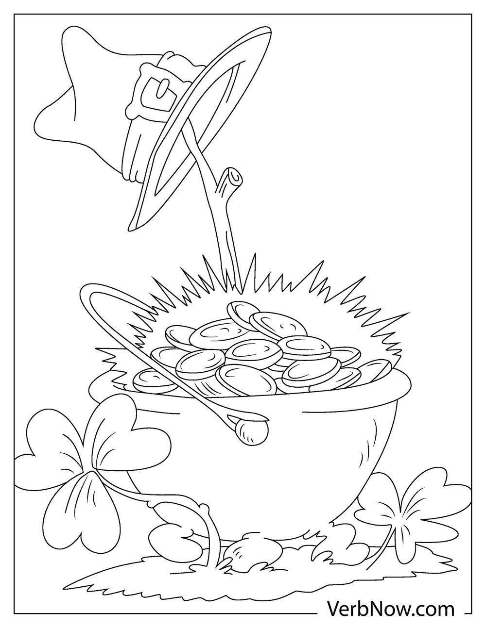 Cute pot of gold coloring worksheet