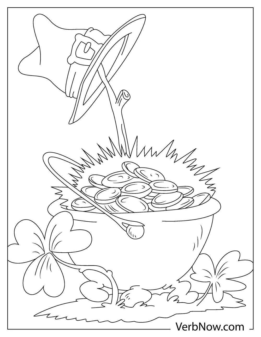 Cute pot of gold coloring worksheet