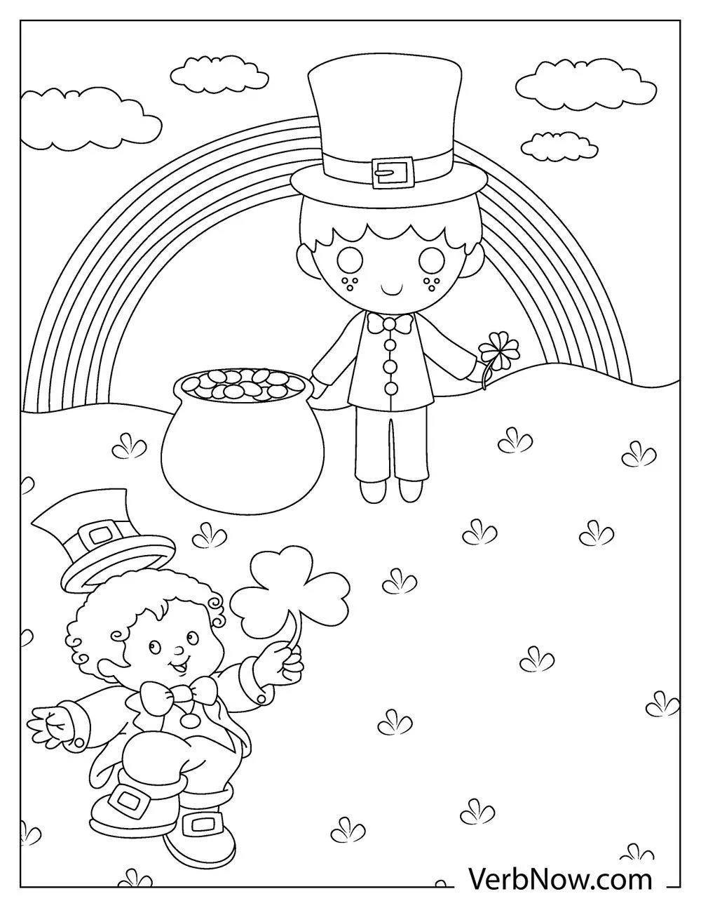 Leprechaun with pot of gold coloring page