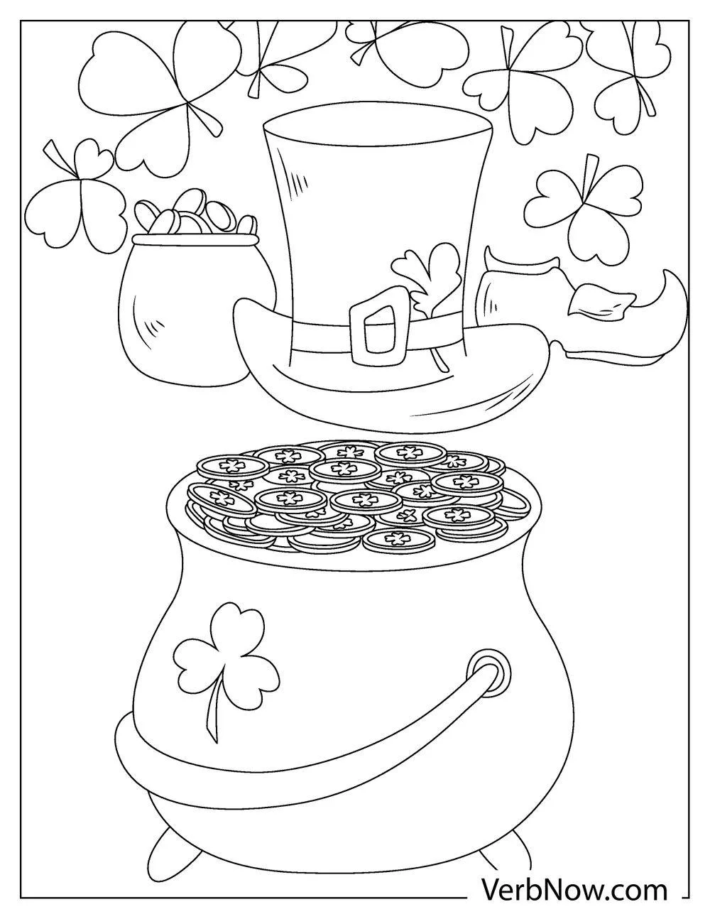 Easy pot of gold coloring sheet