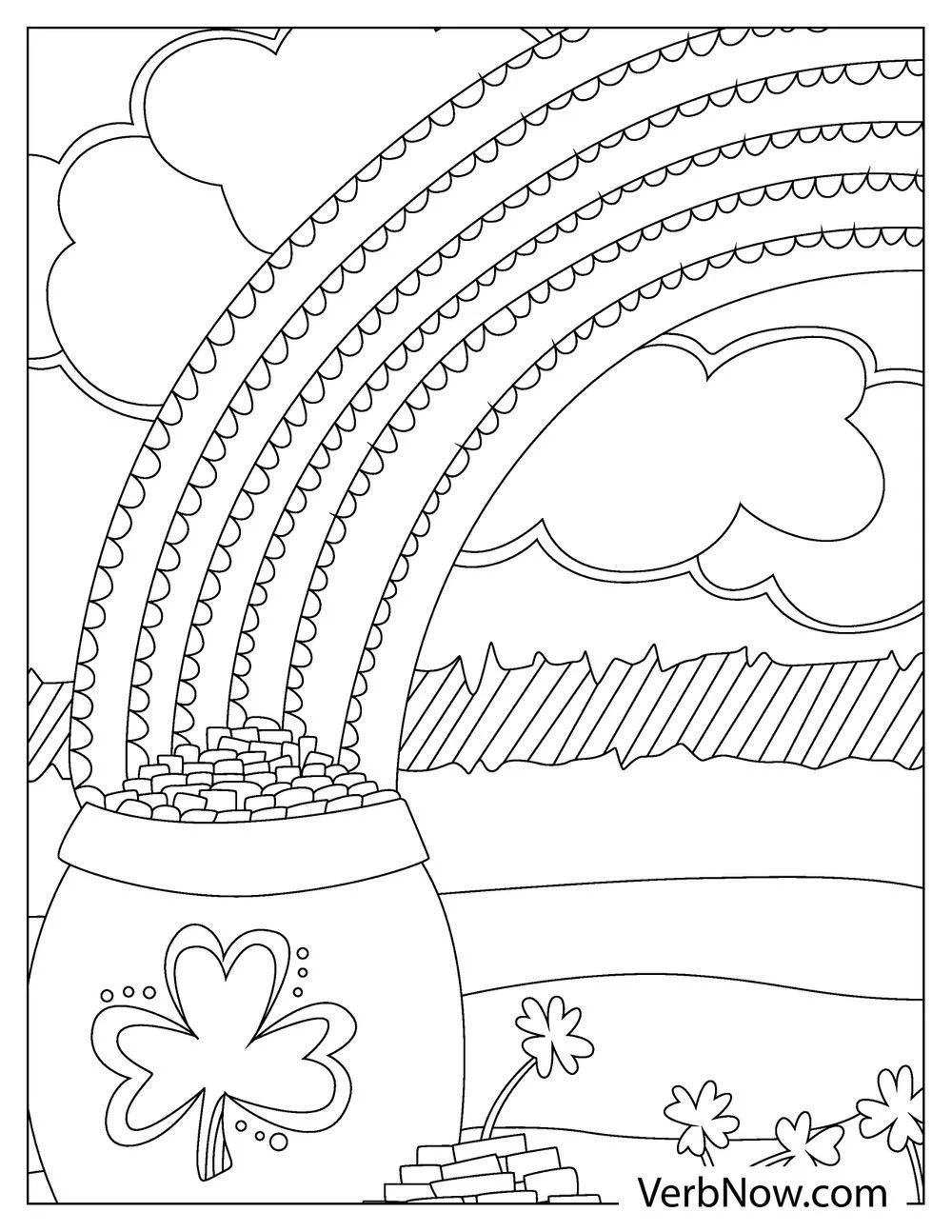 Pot of gold coloring page with sparkles