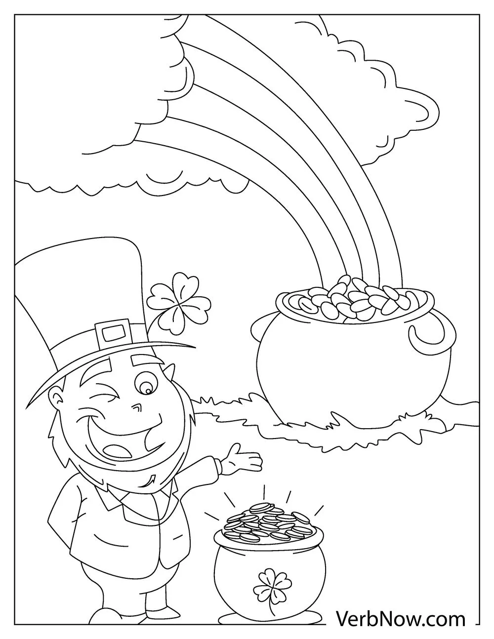 Rainbow and pot of gold coloring page