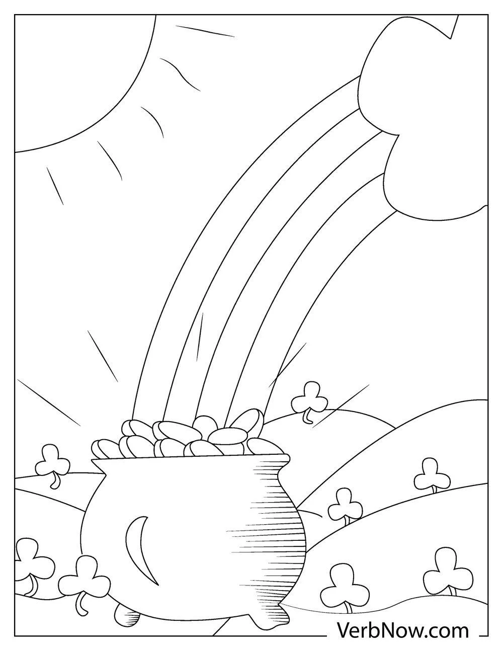 March celebration pot of gold coloring page