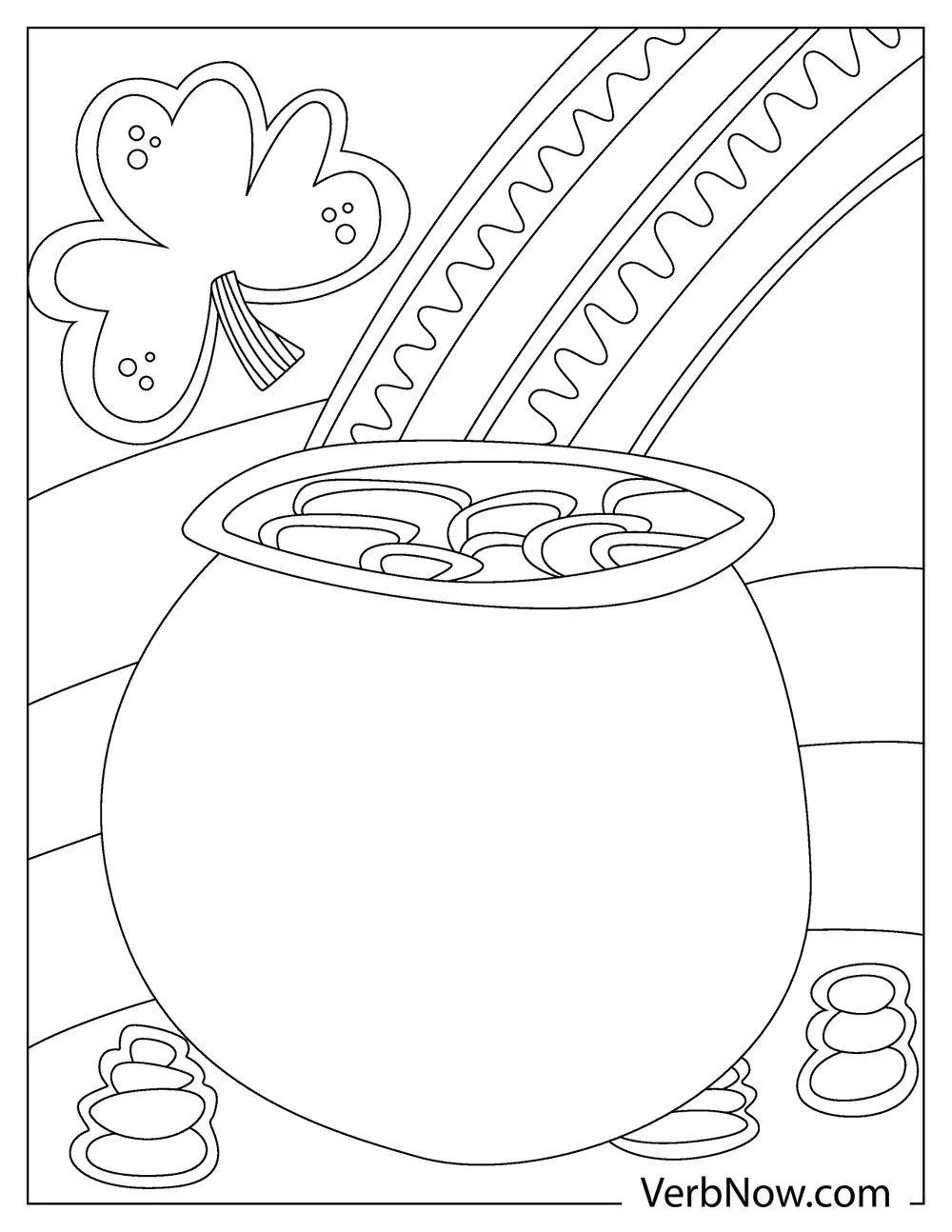 Lucky pot of gold coloring page printable