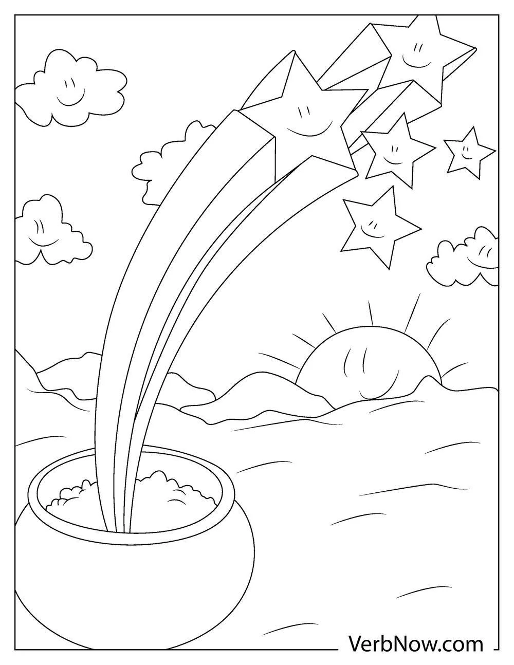 Pot of gold coloring page for preschoolers