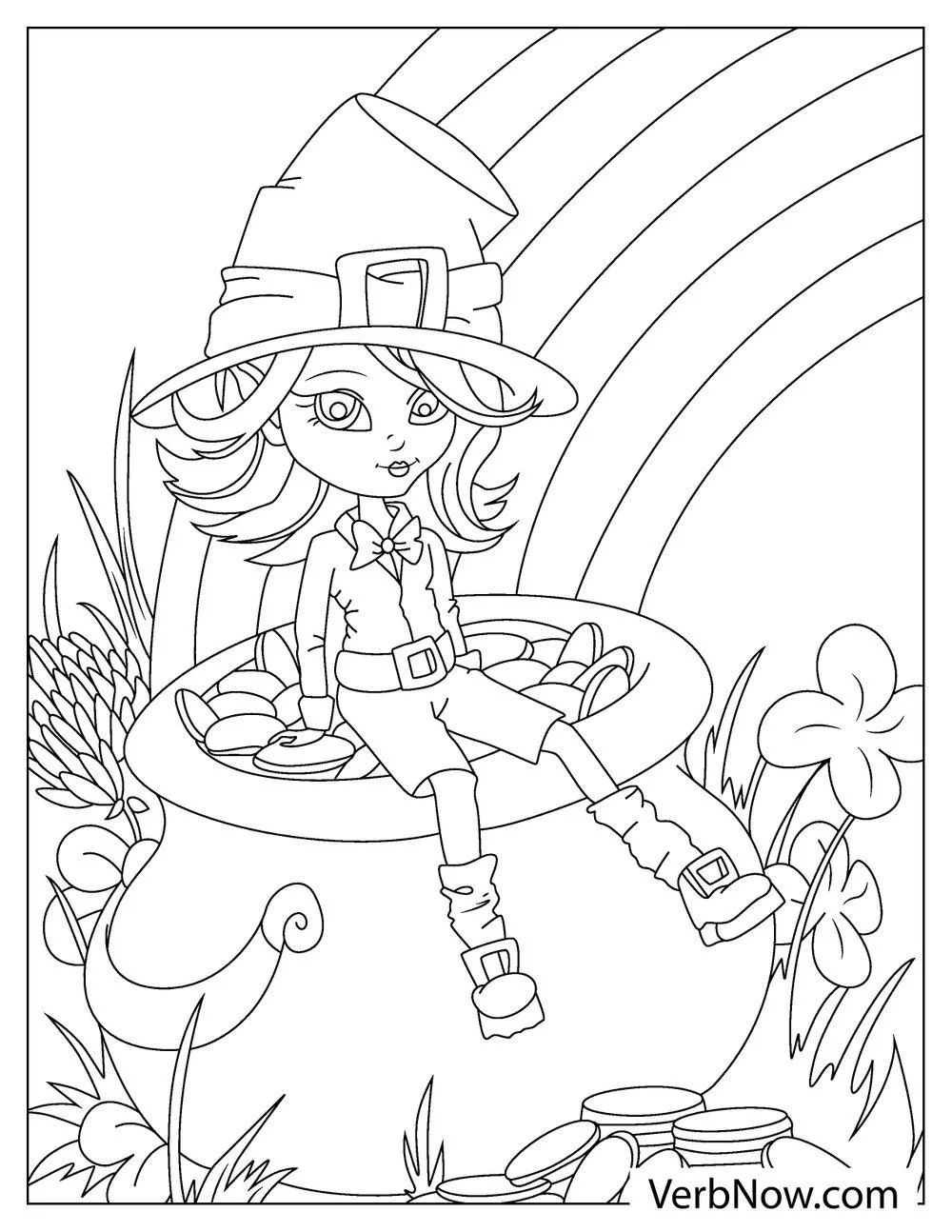 Irish pot of gold coloring worksheet