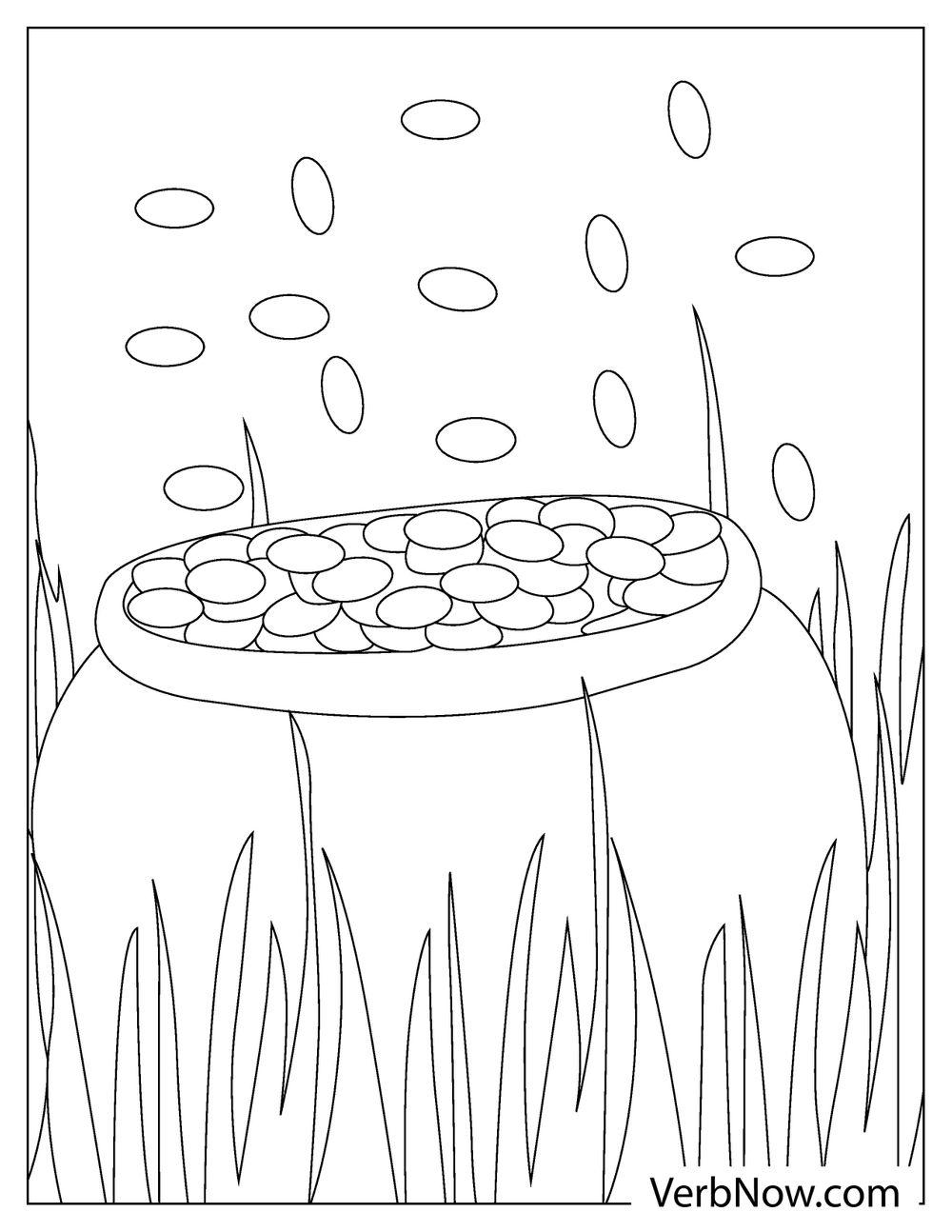 Pot full of gold coins coloring sheet