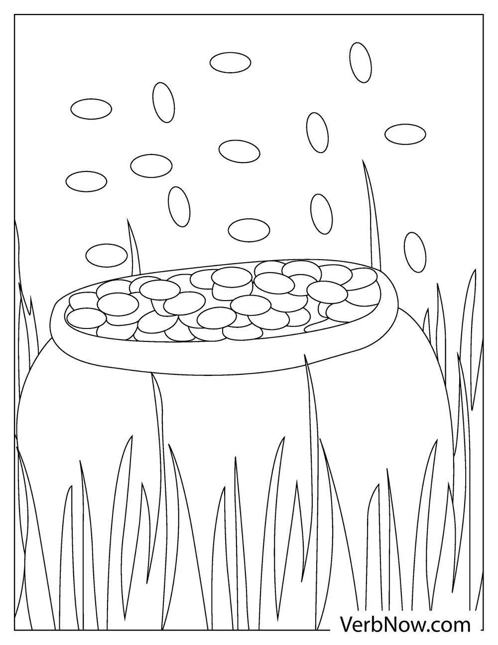Pot full of gold coins coloring sheet