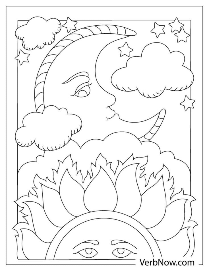 Free SUN AND MOON Coloring Pages for Download (Printable PDF)