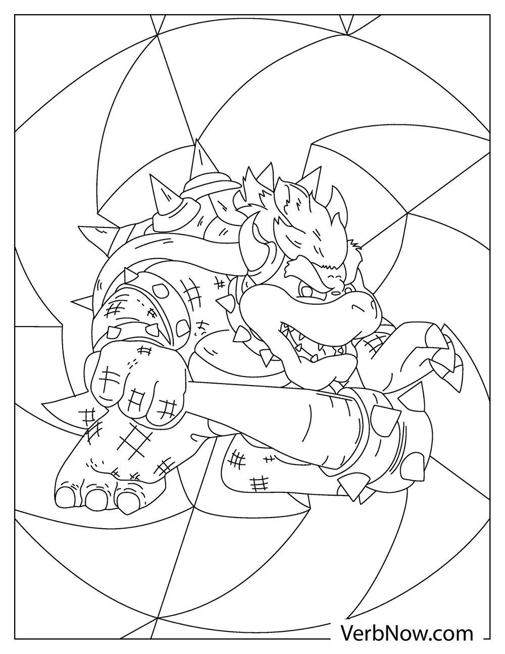 Angry Bowser ready to fight coloring page
