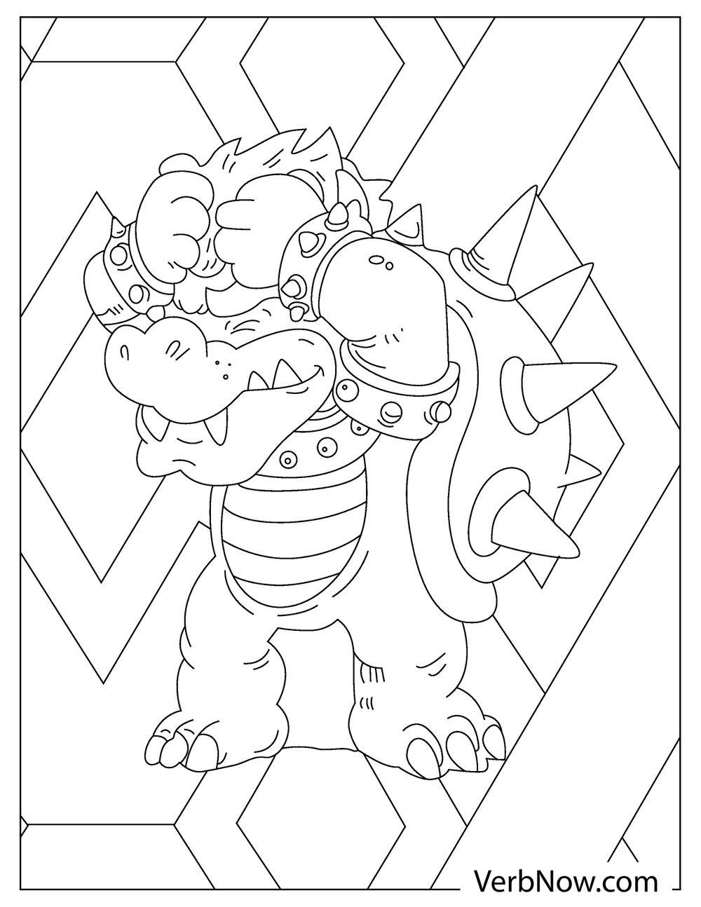 Coloring page of bowser with fists clenched