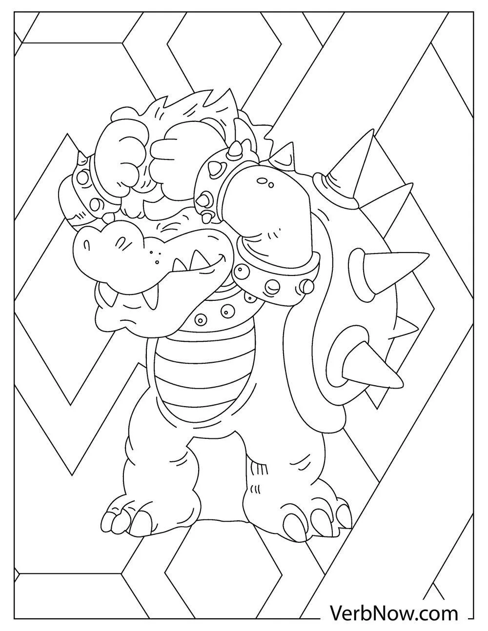 Coloring page of bowser with fists clenched