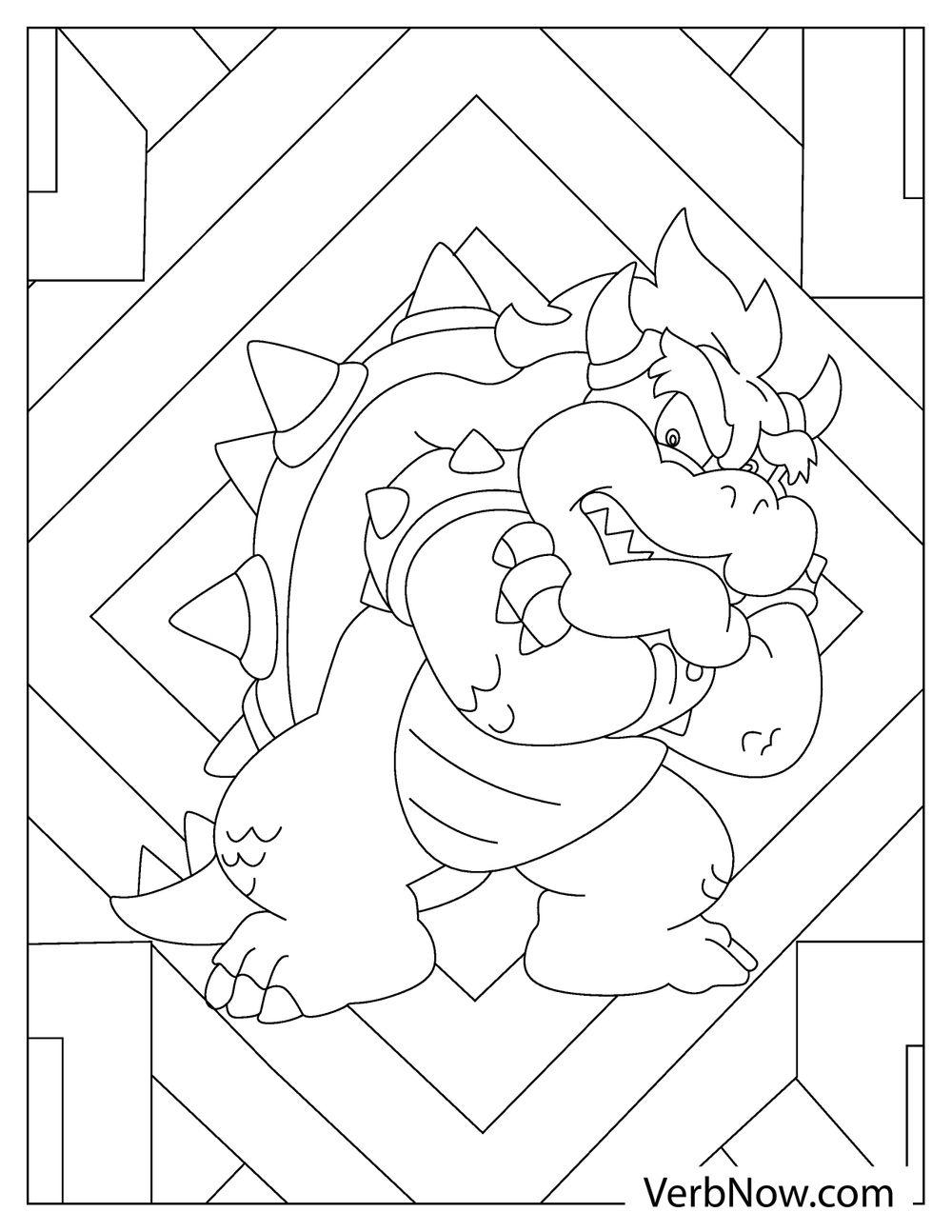 Classic Bowser in power stance coloring page