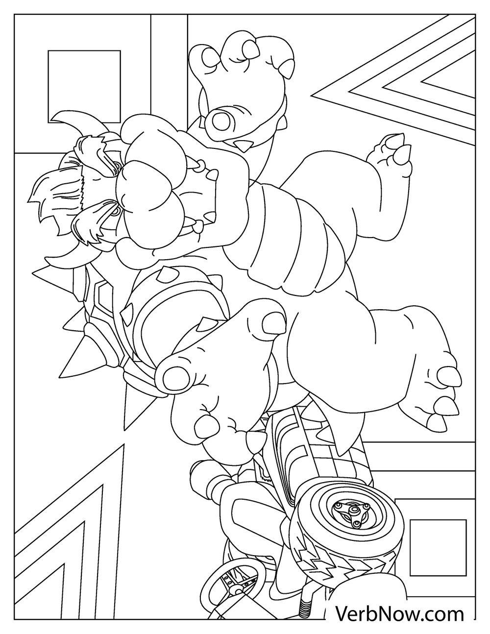 Bowser with his car coloring page for kids