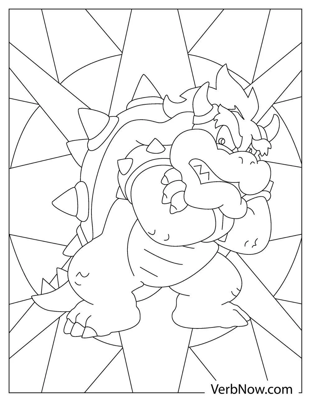 Classic Bowser in power stance coloring page