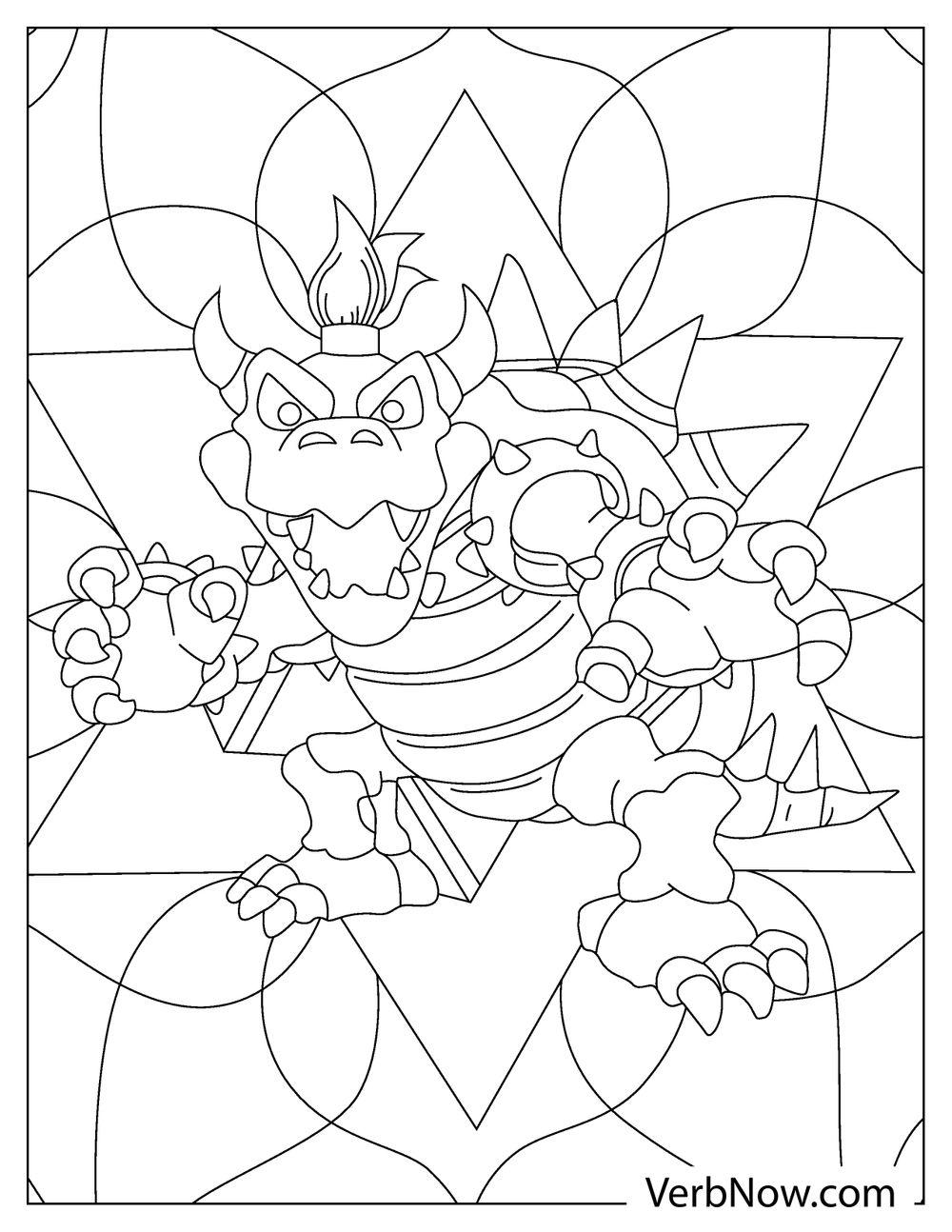 Bowser in armor with geometric background 
