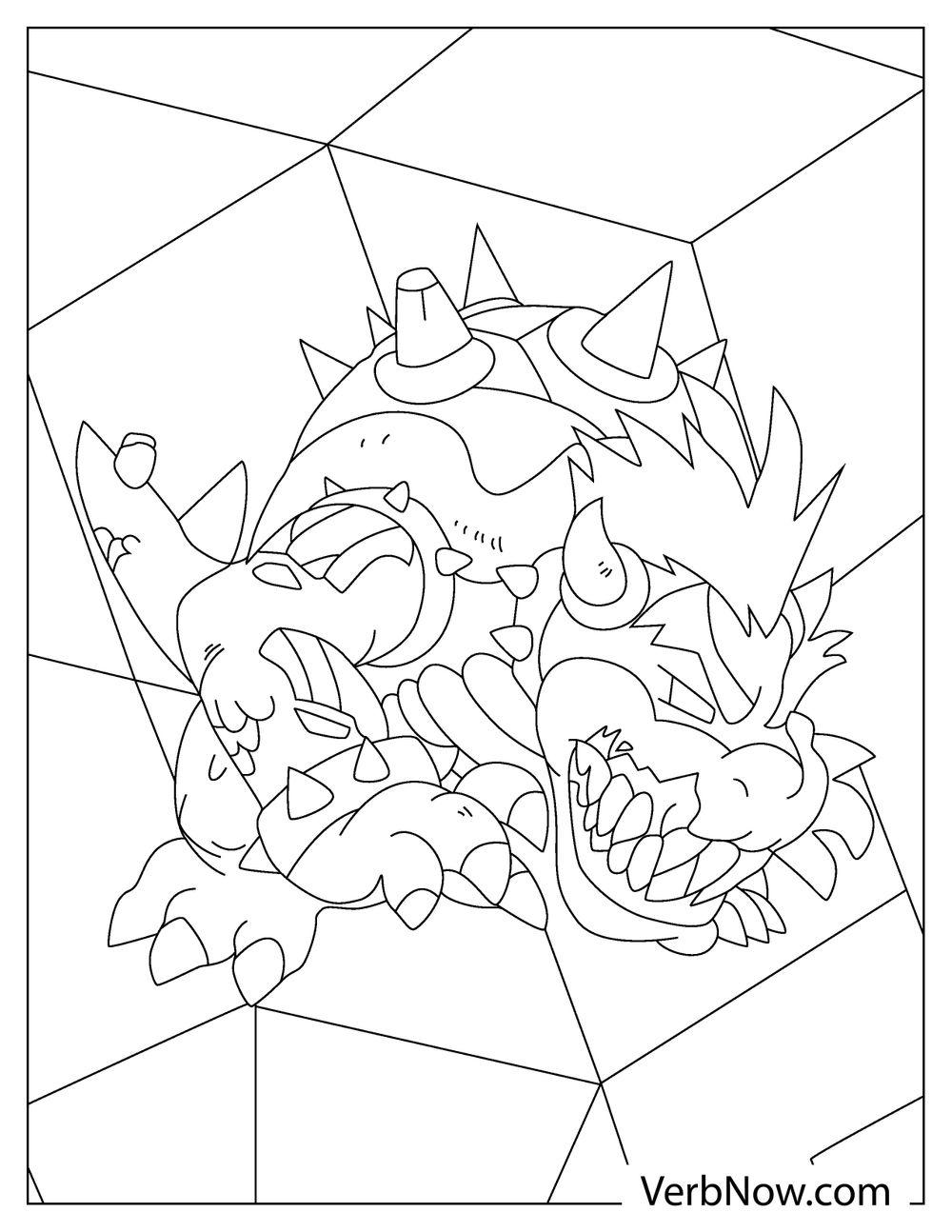 Fierce Bowser roaring coloring page