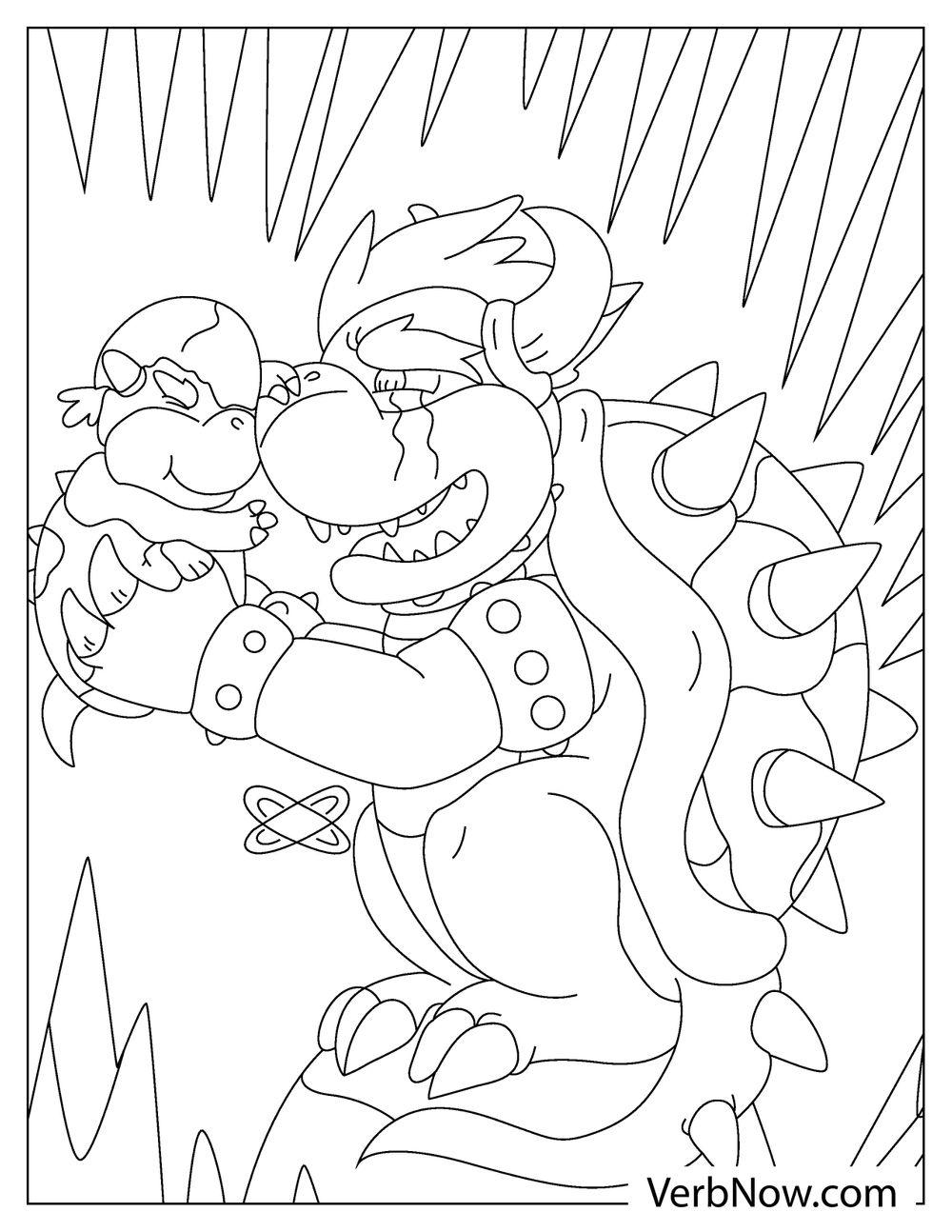 Bowser gently holding Koopa coloring page